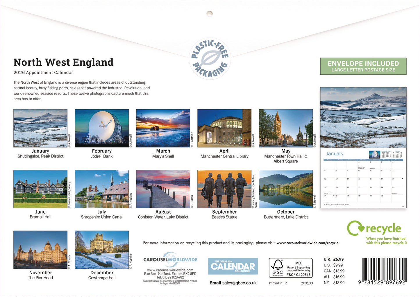 North West England A4 Calendar 2026