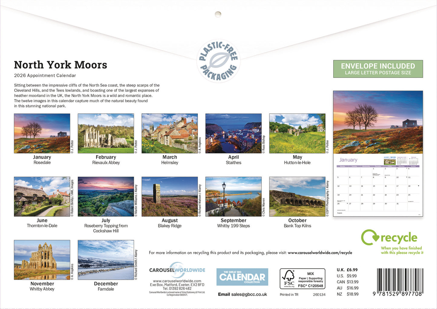 North York Moors A4 Calendar 2026