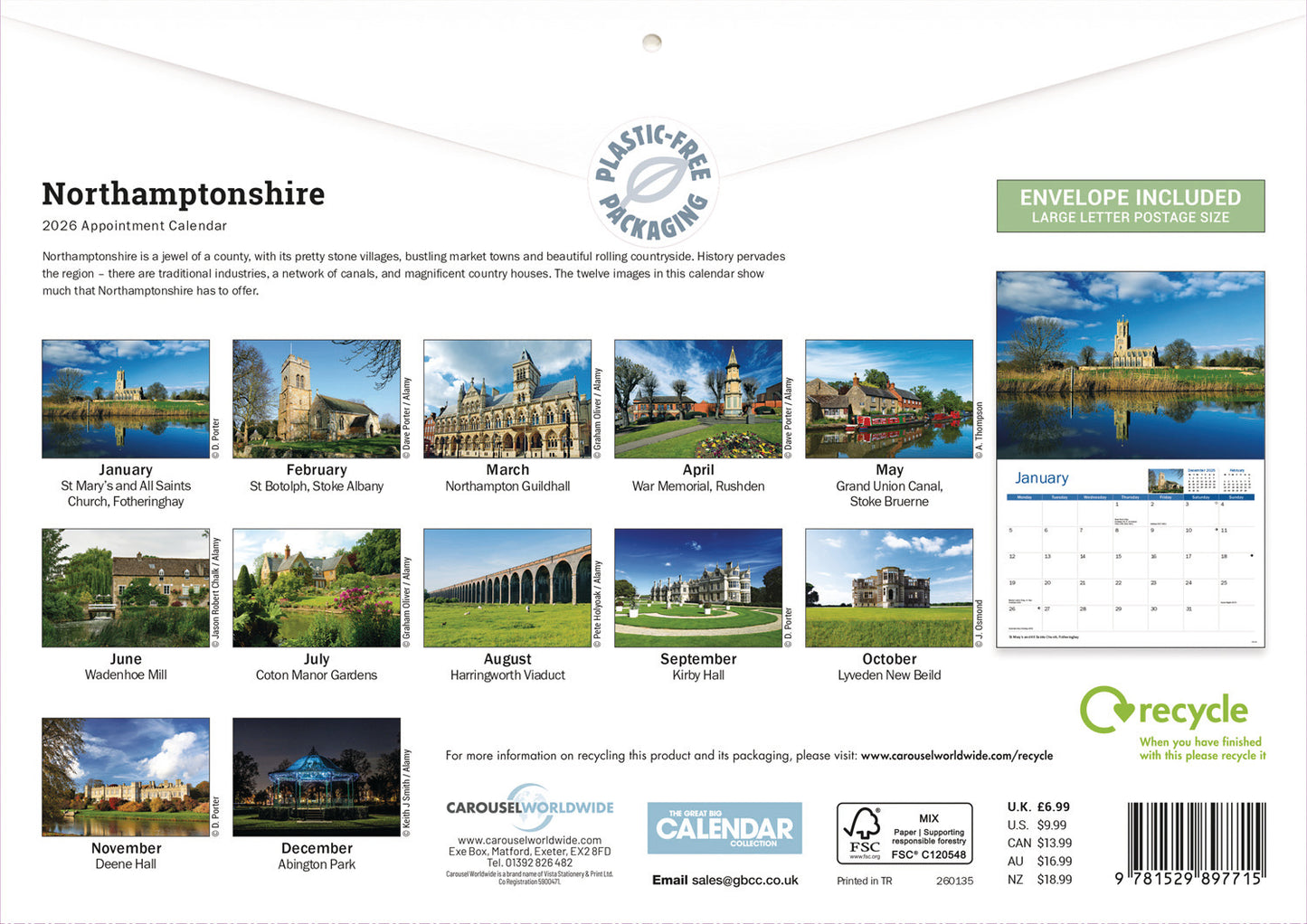 Northamptonshire A4 Calendar 2026
