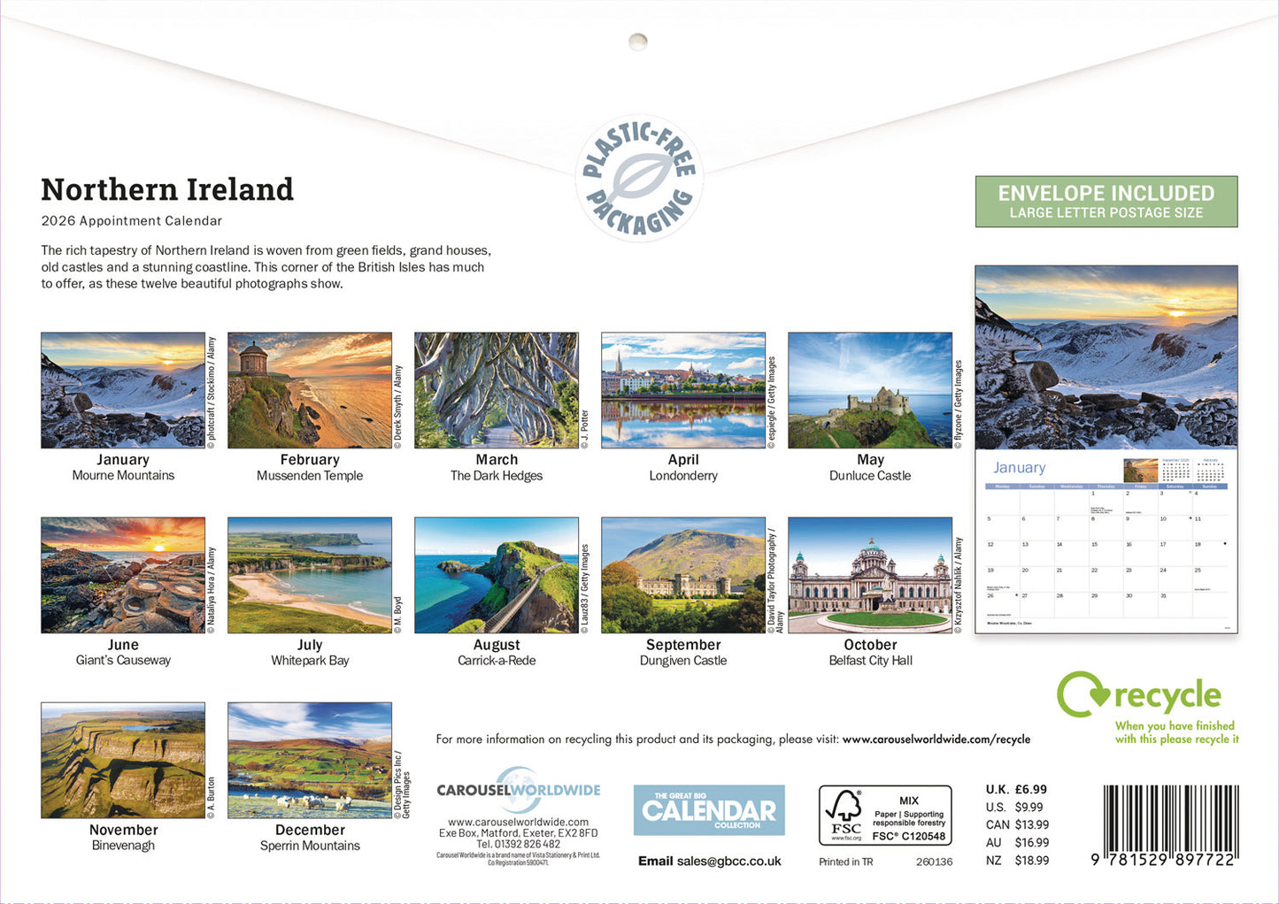 Northern Ireland A4 Calendar 2026