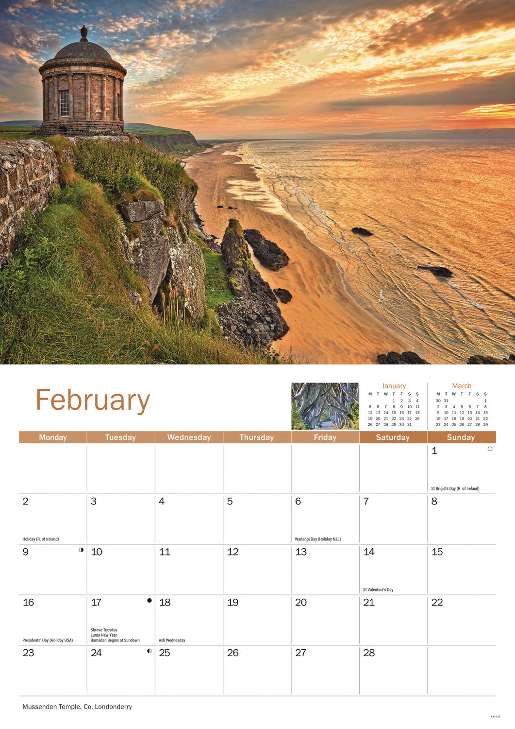 Northern Ireland A4 Calendar 2026