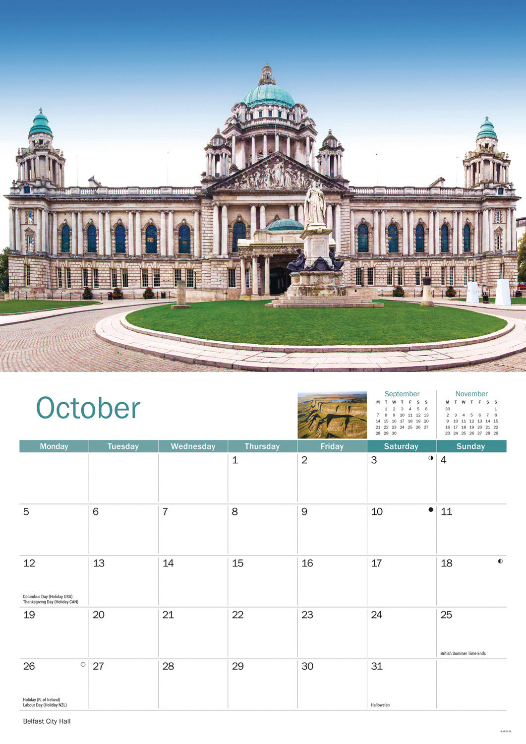 Northern Ireland A4 Calendar 2026