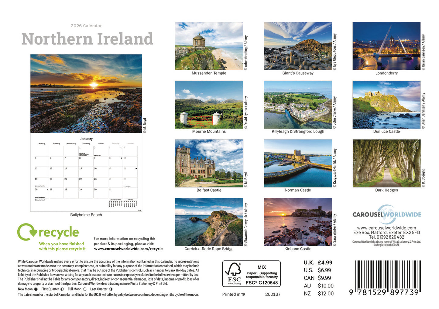 Northern Ireland A5 Calendar 2026