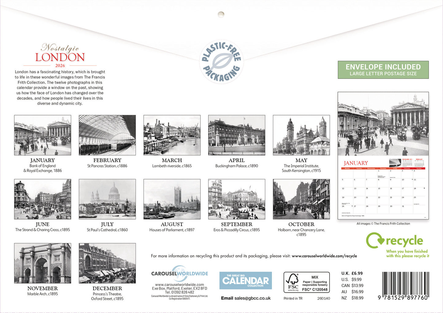 Nostalgic London A4 Calendar 2026