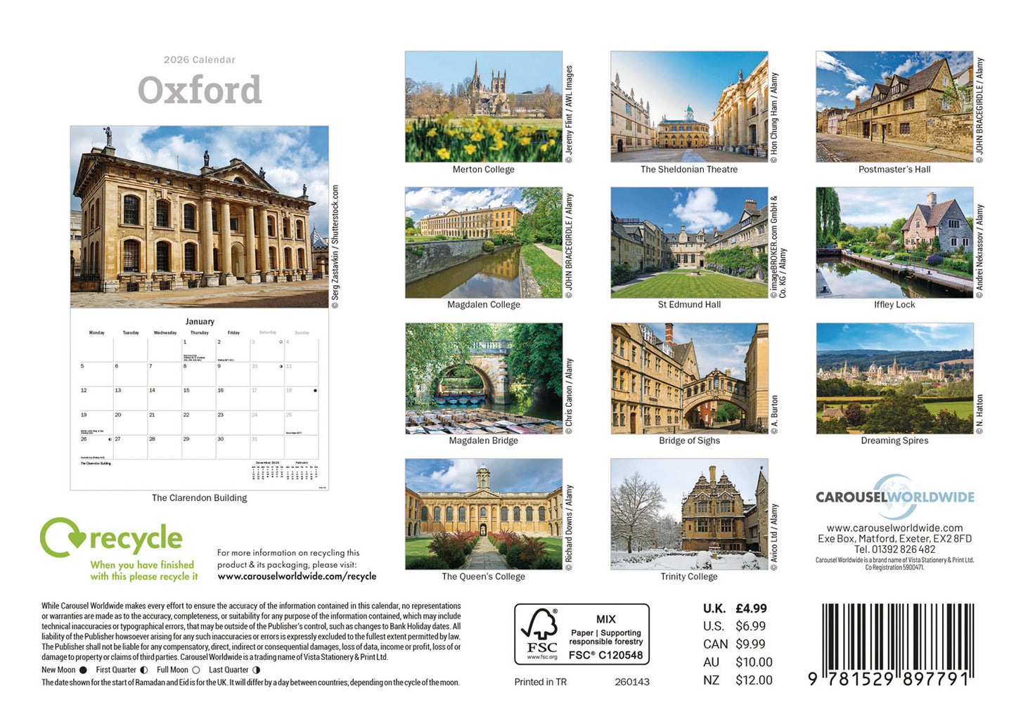 Oxford A5 Calendar 2026