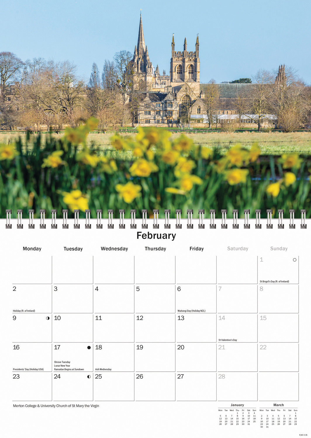 Oxford A5 Calendar 2026
