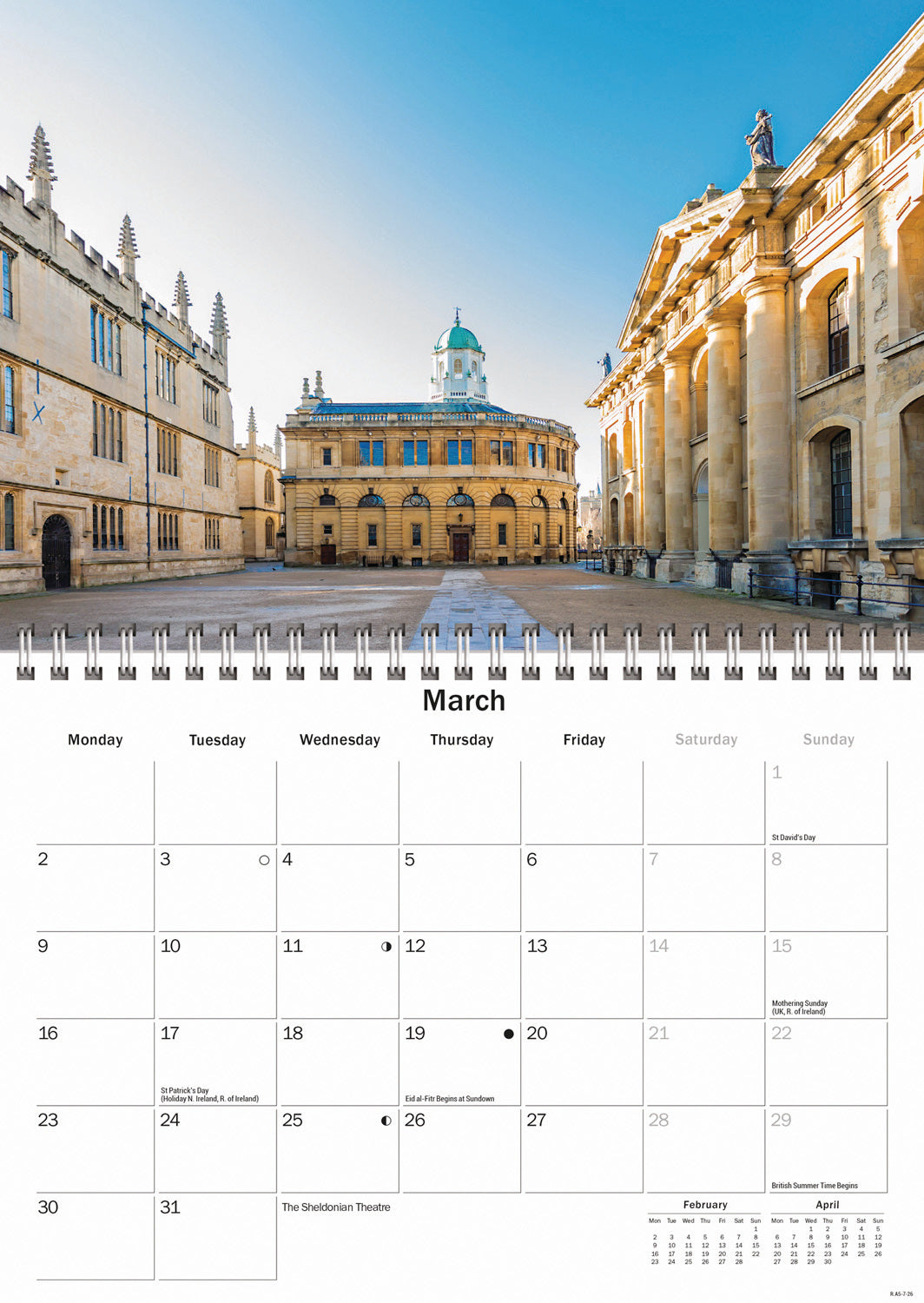 Oxford A5 Calendar 2026