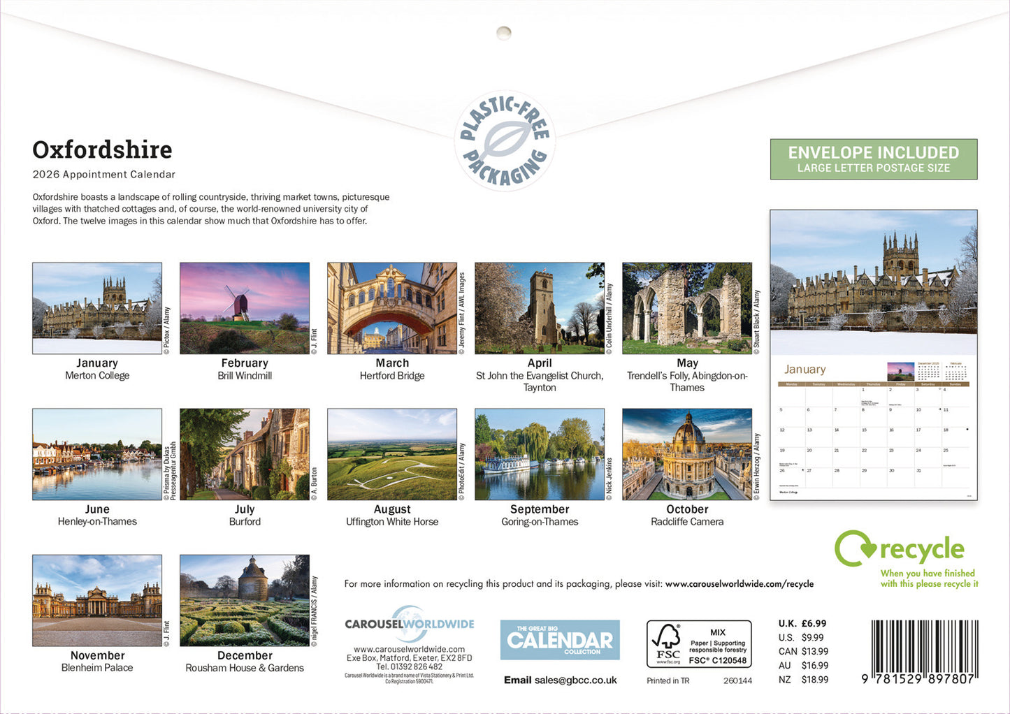 Oxfordshire A4 Calendar 2026