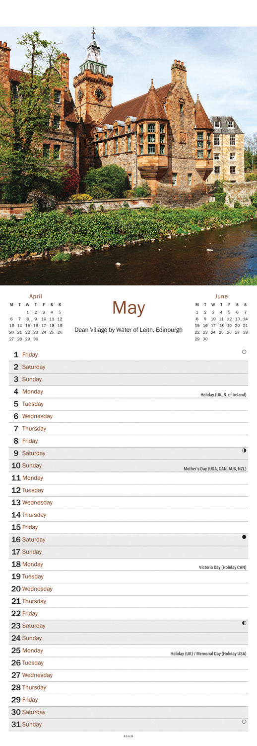 Scotland Slim Calendar 2026