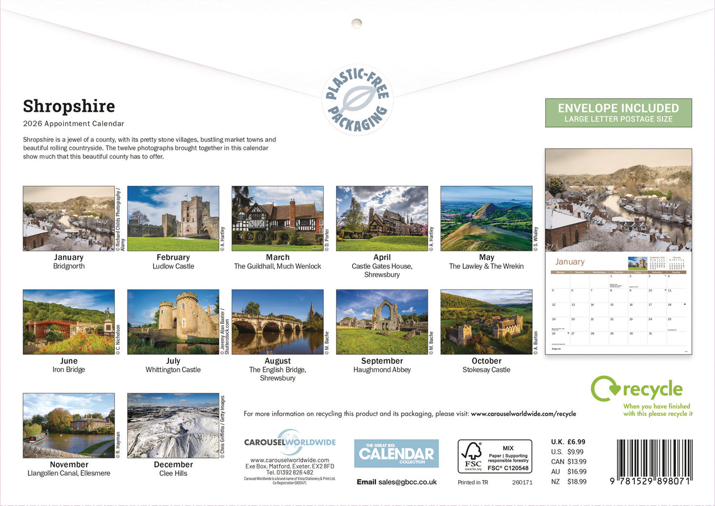 Shropshire A4 Calendar 2026