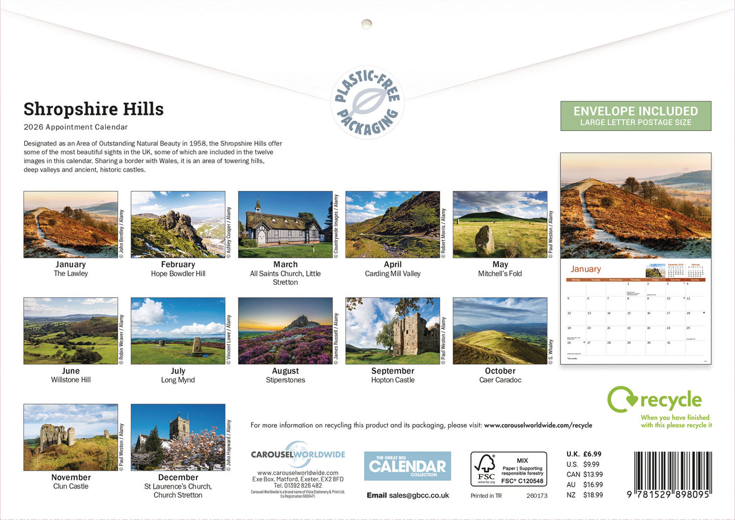 Shropshire Hills A4 Calendar 2026