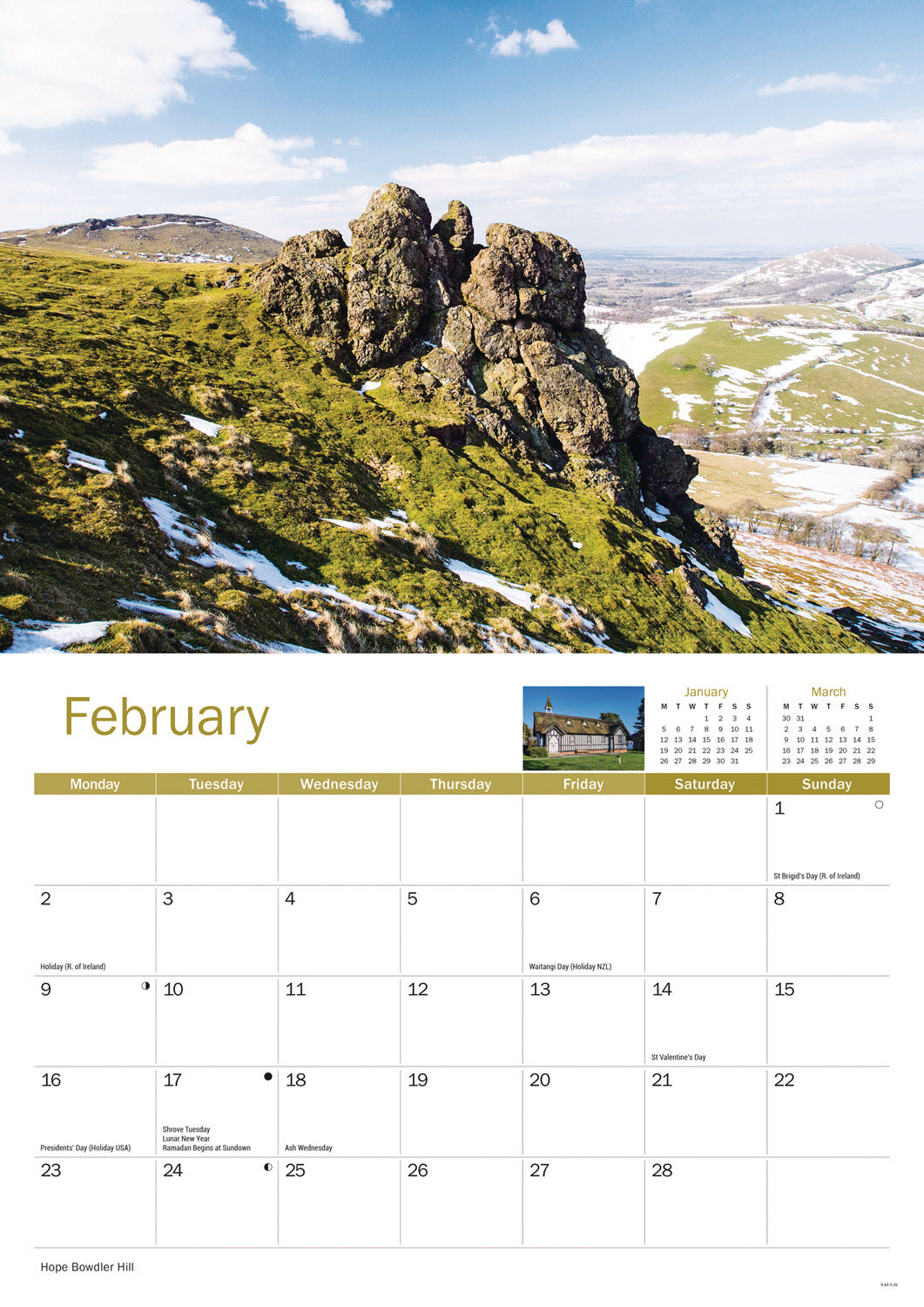 Shropshire Hills A4 Calendar 2026