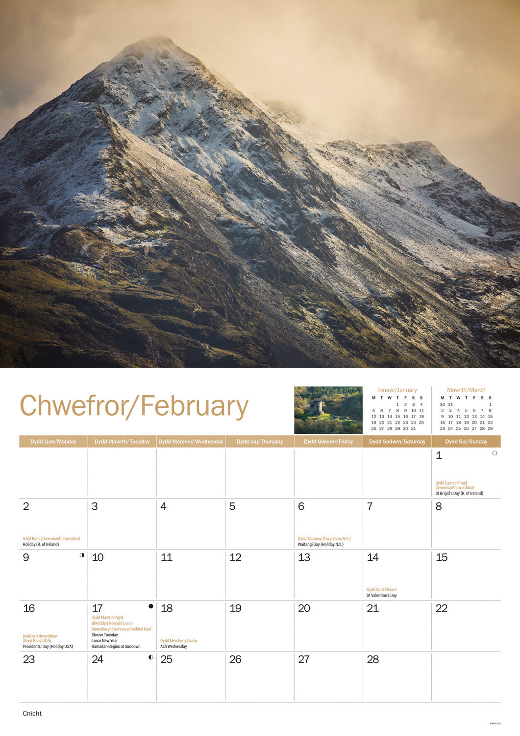 Snowdonia A4 Calendar 2026