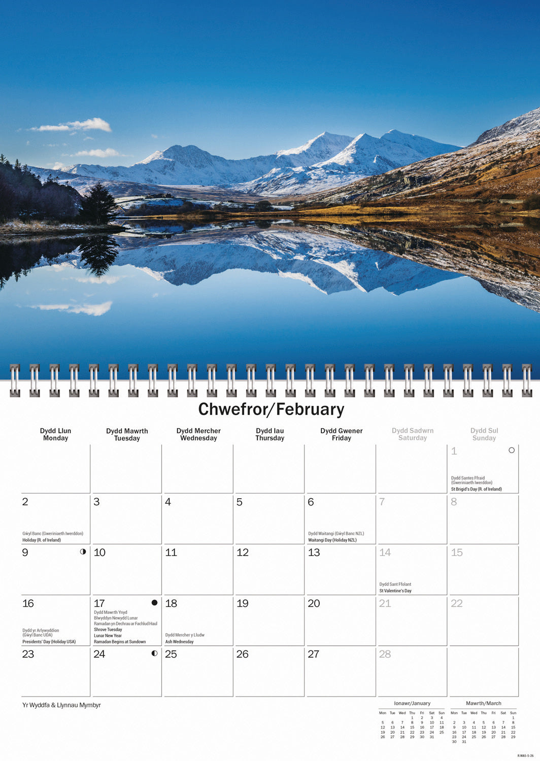 Snowdonia A5 Calendar 2026