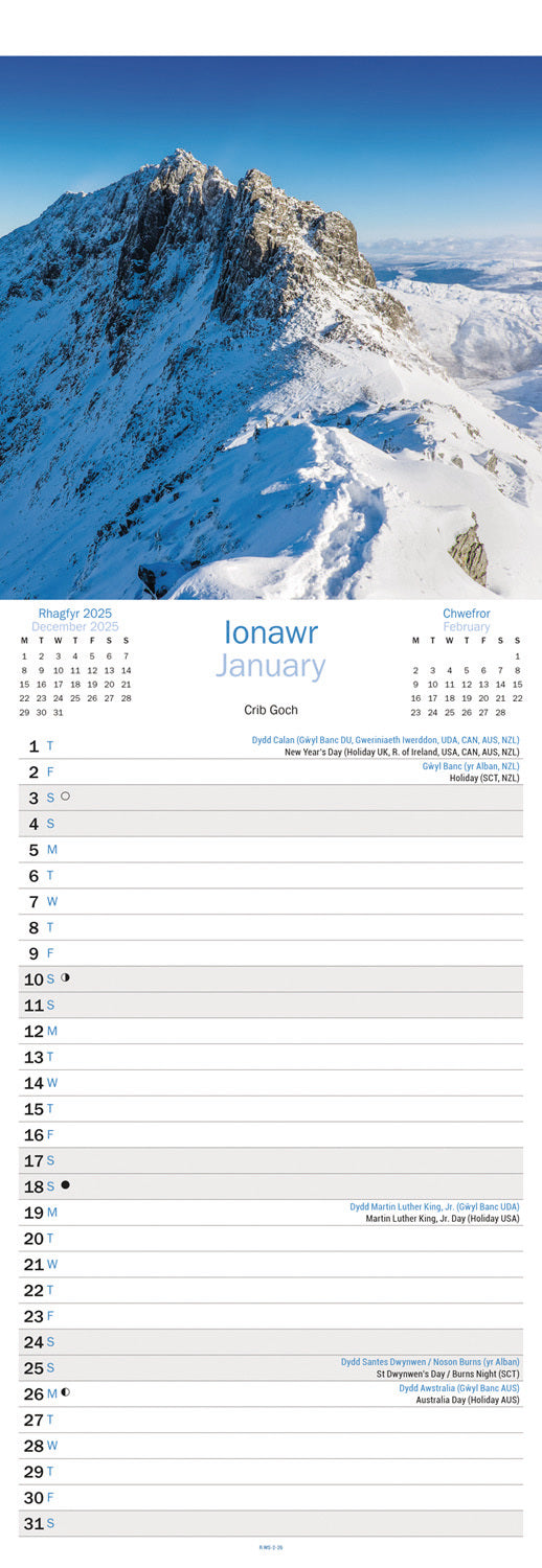 Snowdonia Slim Calendar 2026