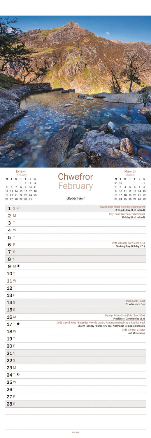 Snowdonia Slim Calendar 2026