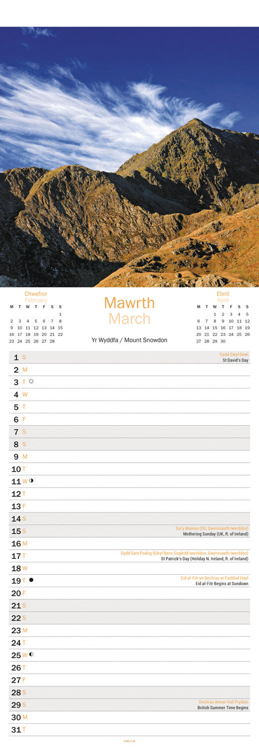 Snowdonia Slim Calendar 2026