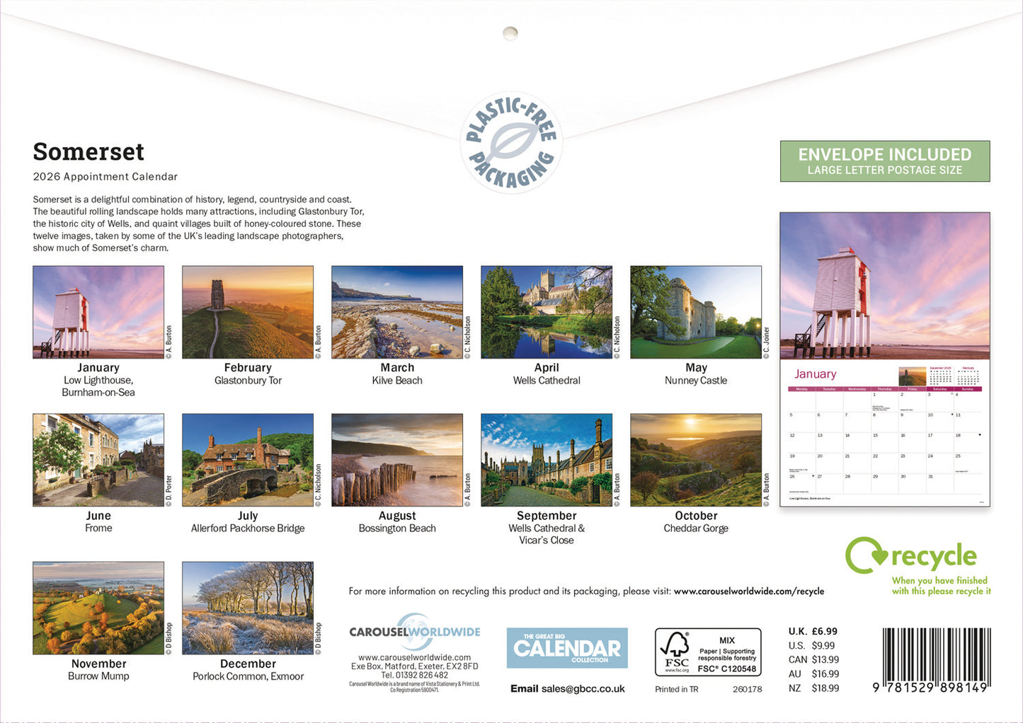 Somerset A4 Calendar 2026