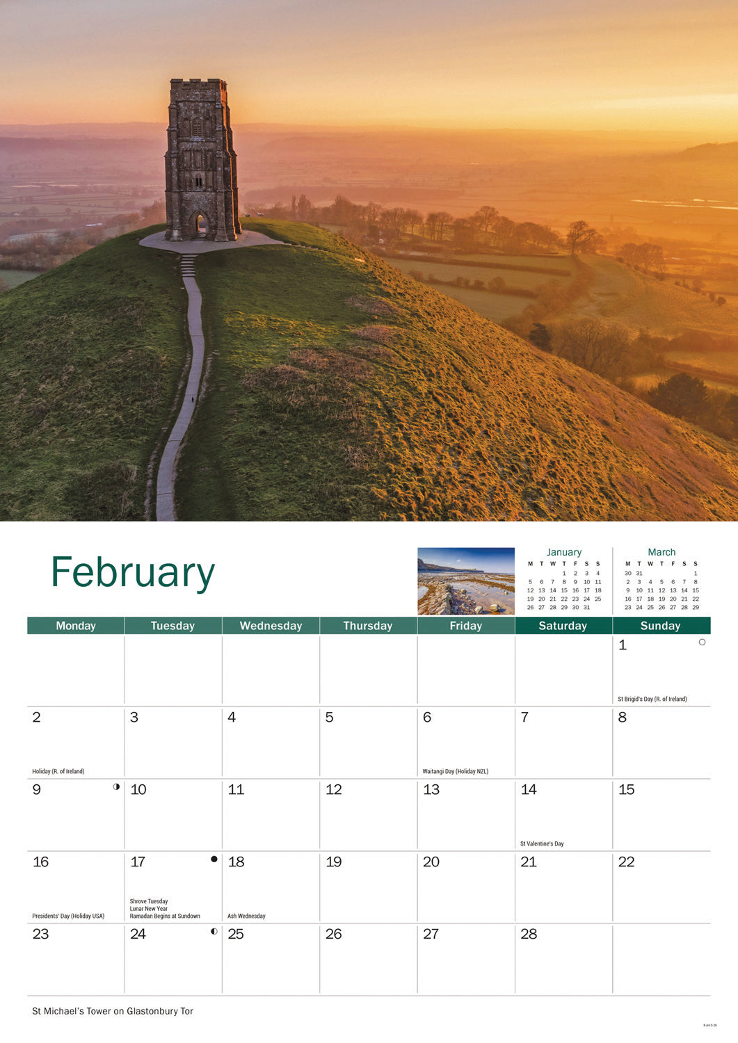 Somerset A4 Calendar 2026