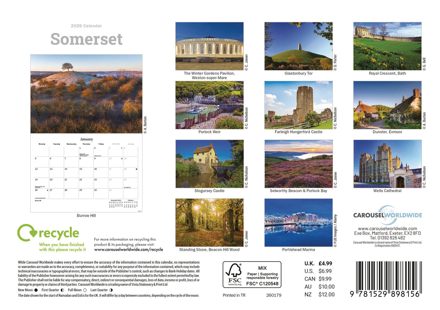 Somerset A5 Calendar 2026