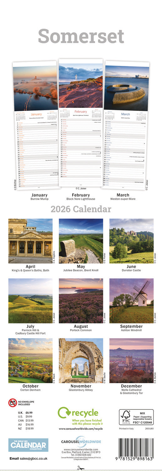 Somerset Slim Calendar 2026