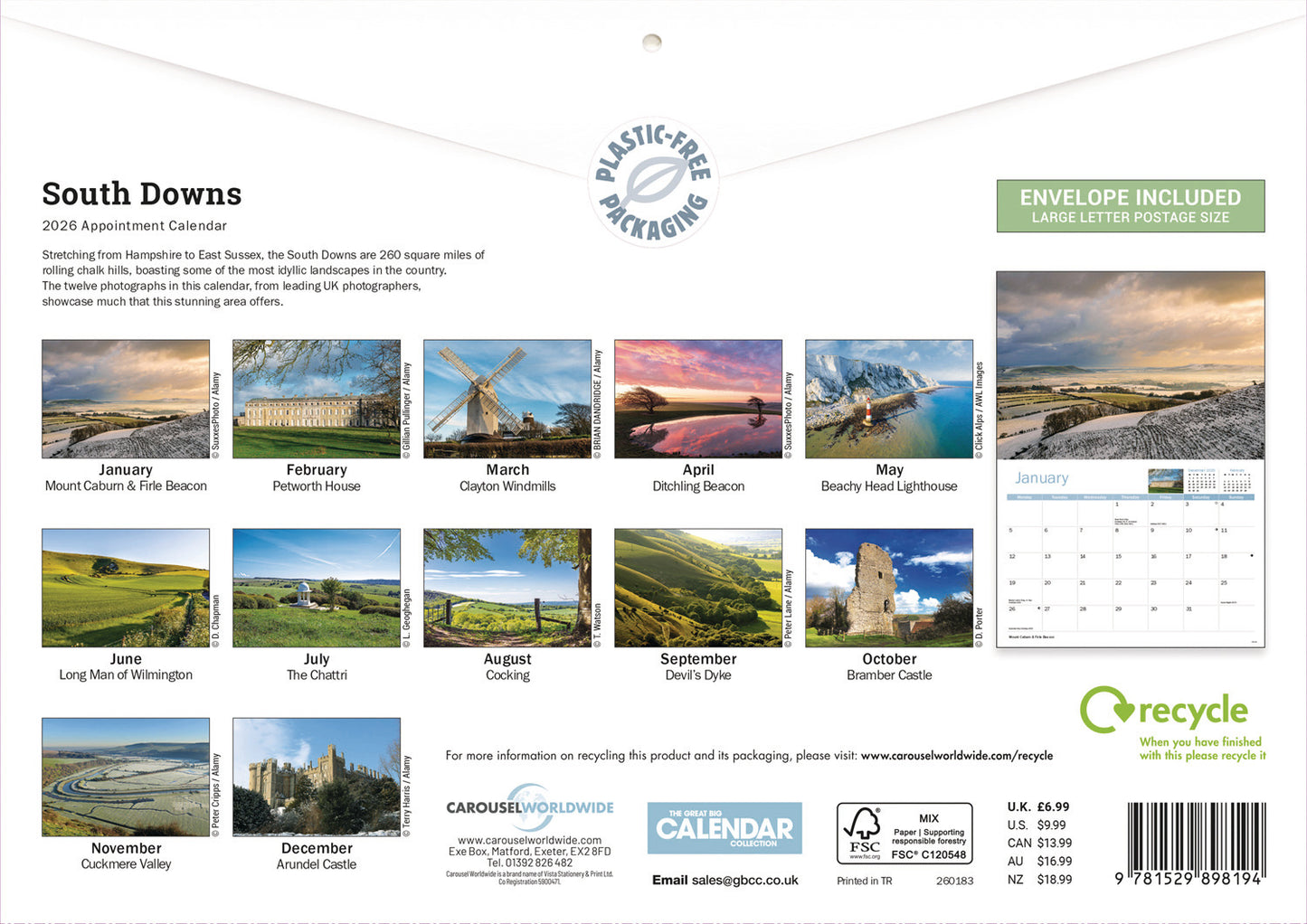 South Downs A4 Calendar 2026
