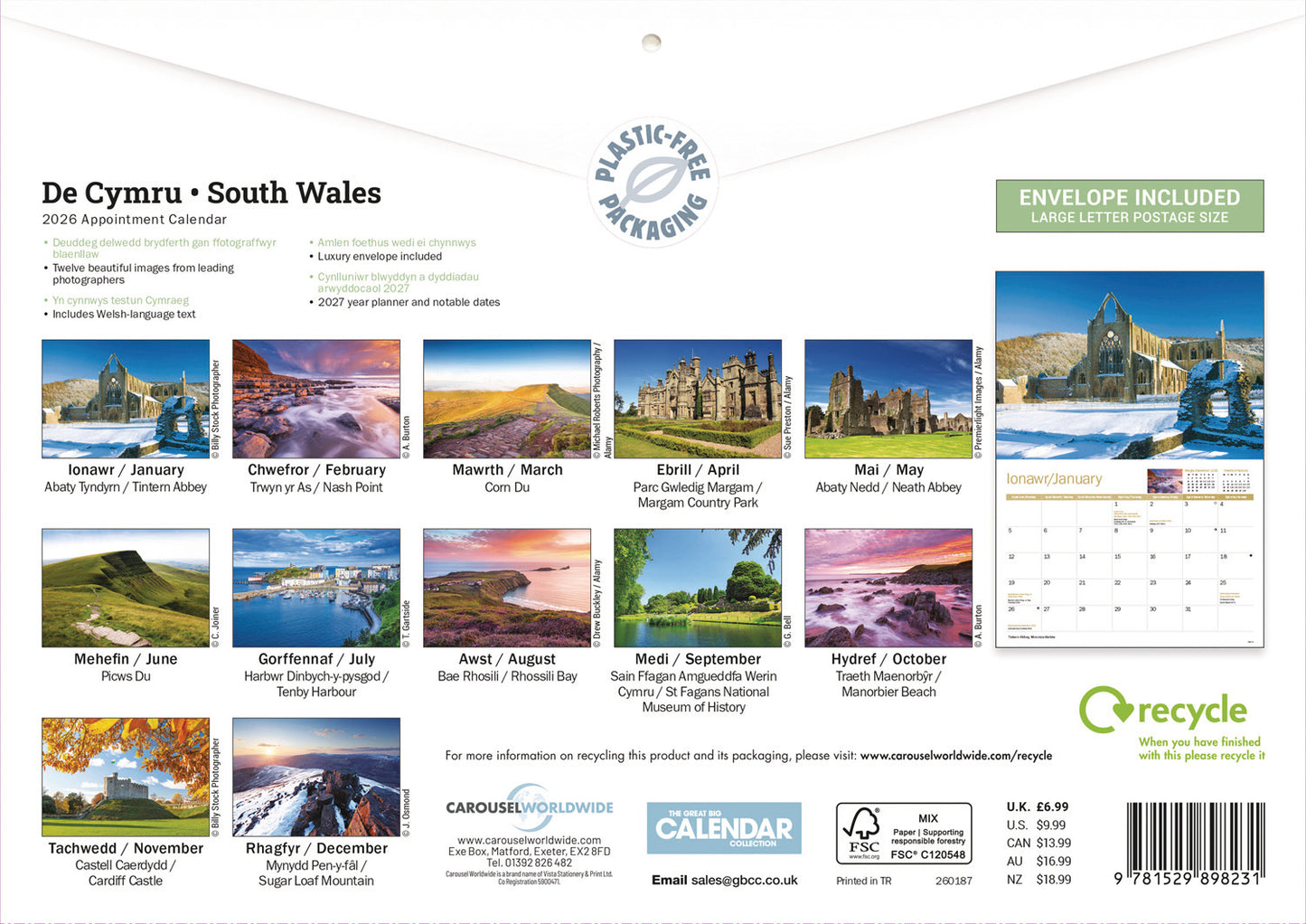 South Wales A4 Calendar 2026