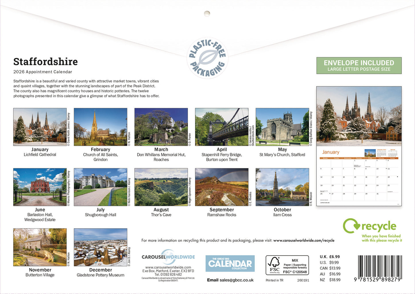 Staffordshire A4 Calendar 2026