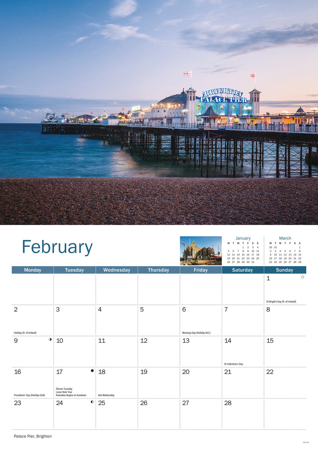 Sussex A4 Calendar 2026