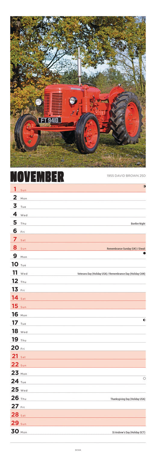 Tractors Slim Calendar 2026