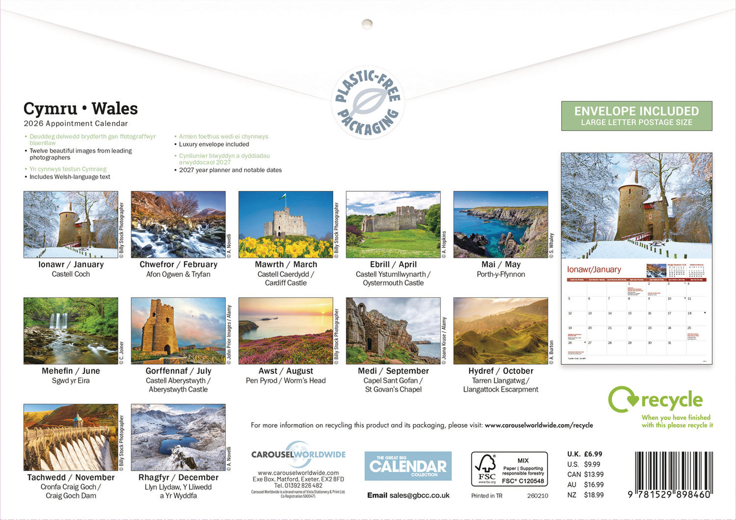 Wales A4 Calendar 2026