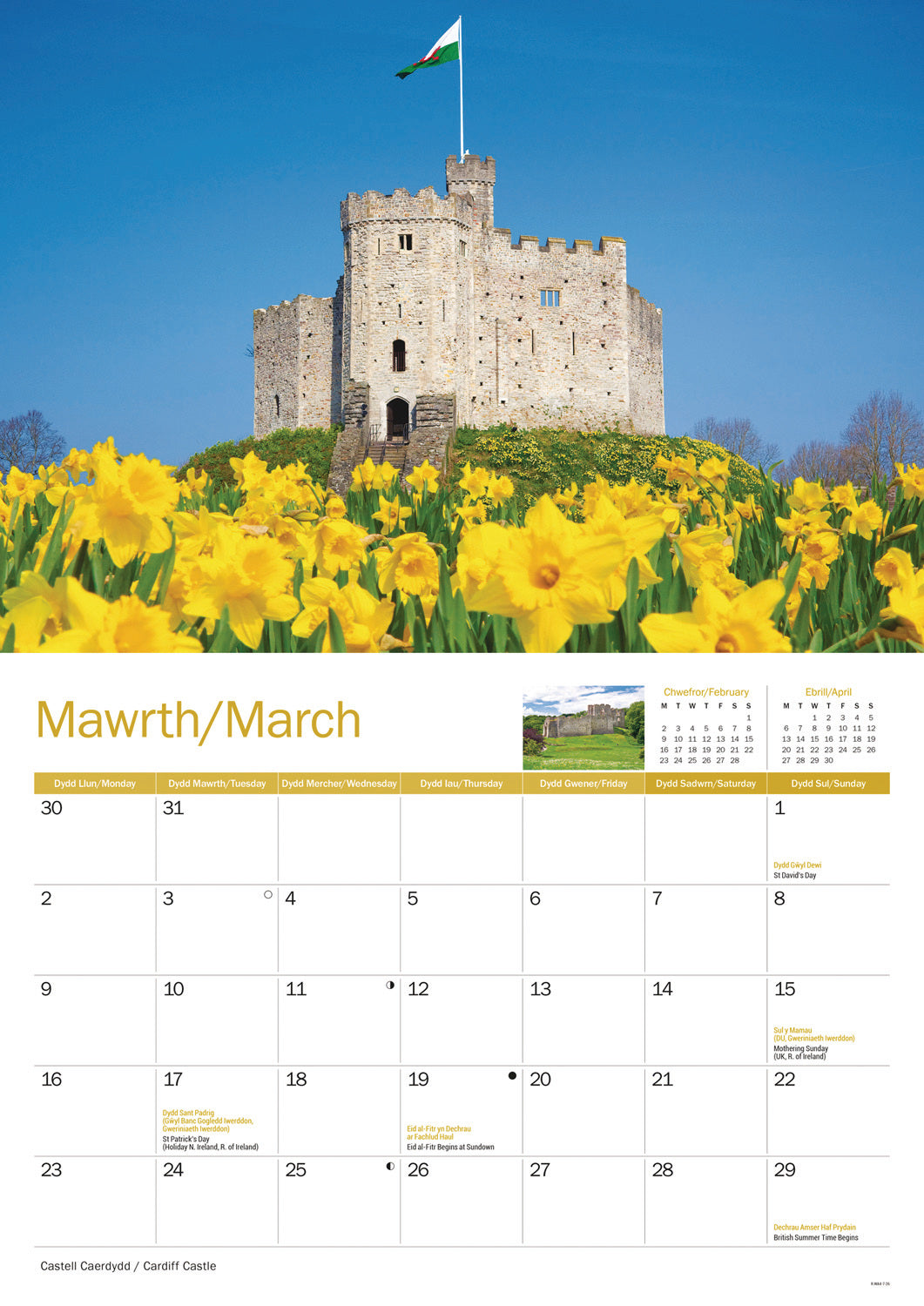 Wales A4 Calendar 2026