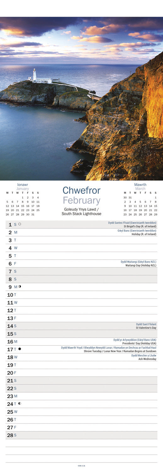 Wales Slim Calendar 2026