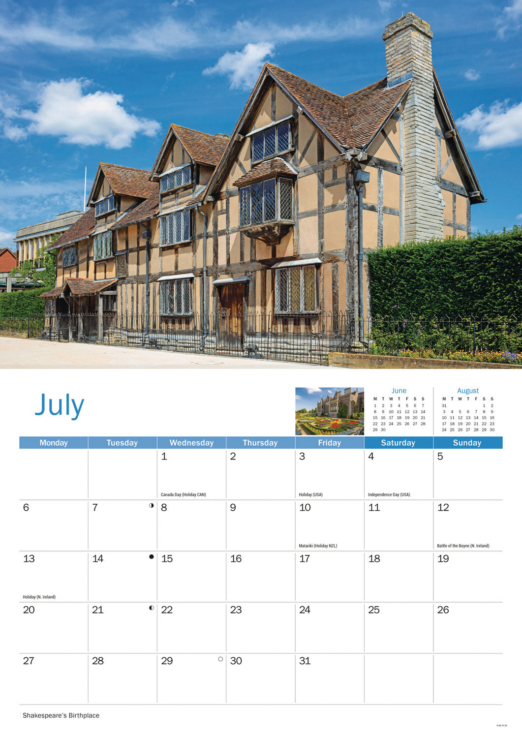 Warwickshire A4 Calendar 2026