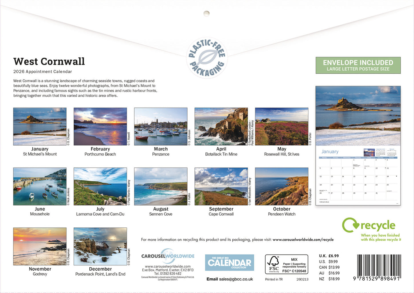 West Cornwall A4 Calendar 2026