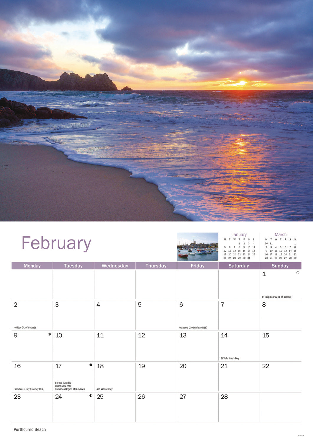 West Cornwall A4 Calendar 2026