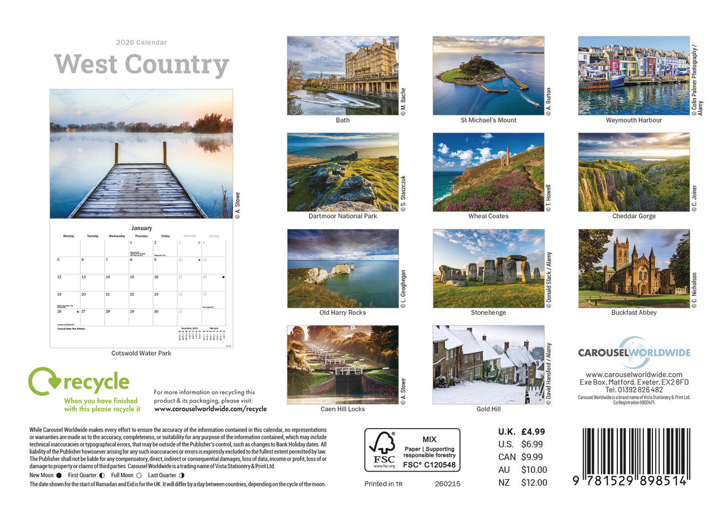 West Country A5 Calendar 2026