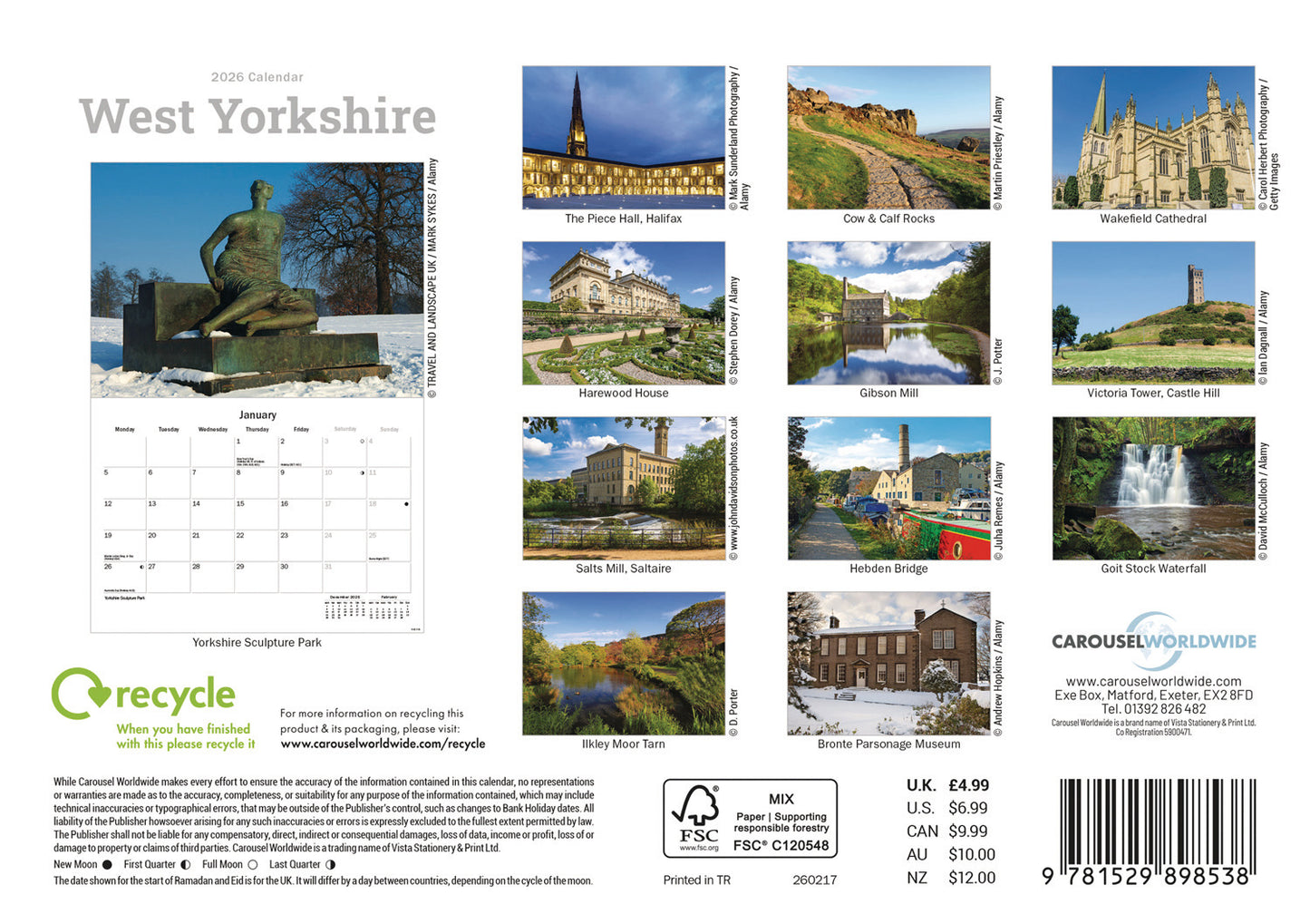 West Yorkshire A5 Calendar 2026