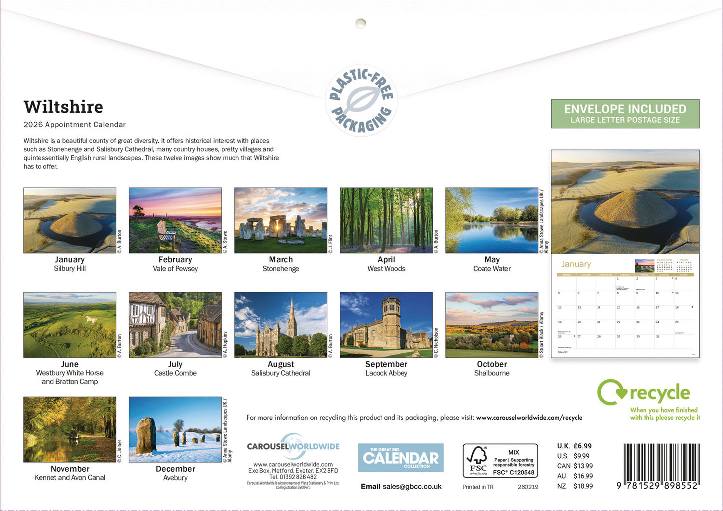 Wiltshire A4 Calendar 2026