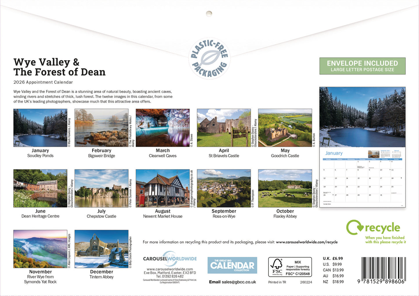 Wye Valley & The Forest of Dean A4 Calendar 2026