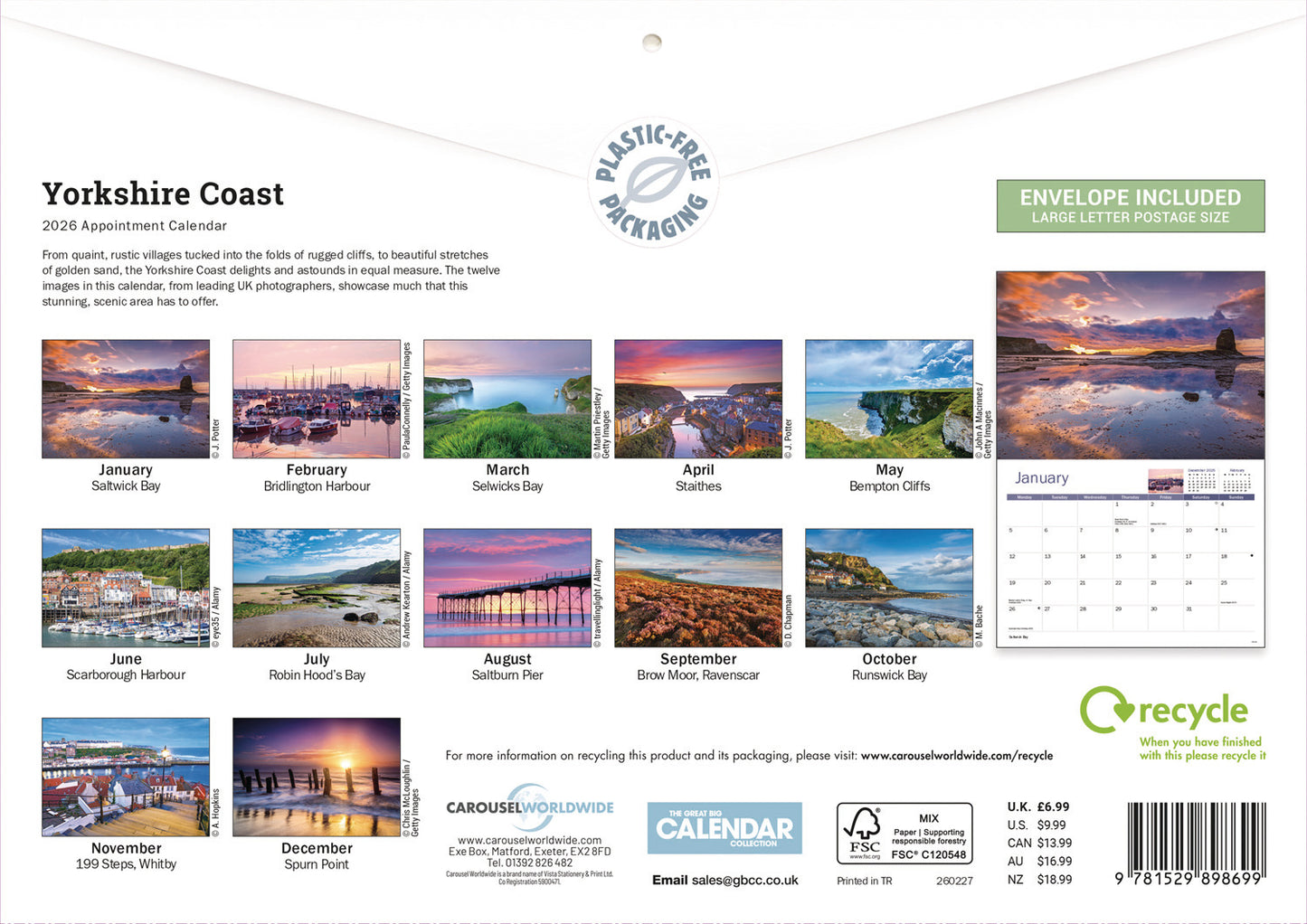 Yorkshire Coast A4 Calendar 2026