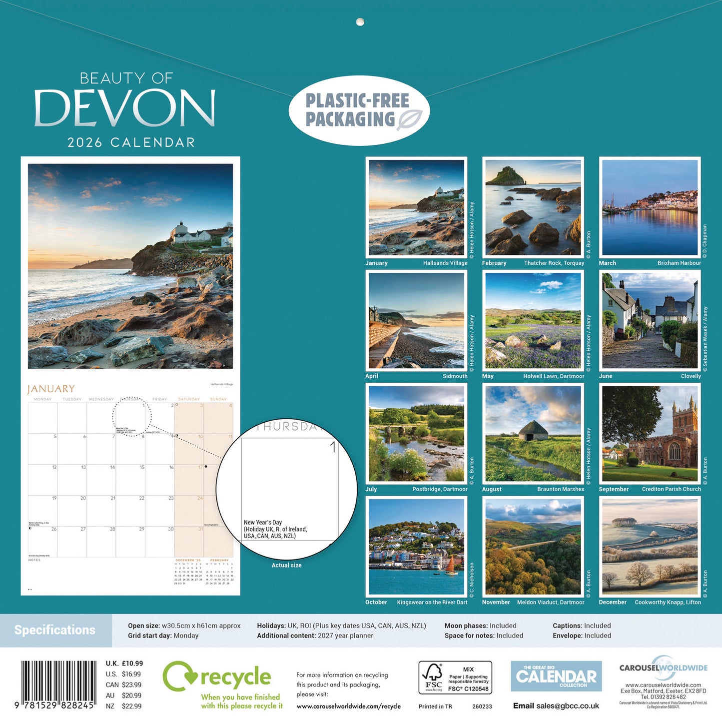 Beauty of Devon Wall Calendar 2026
