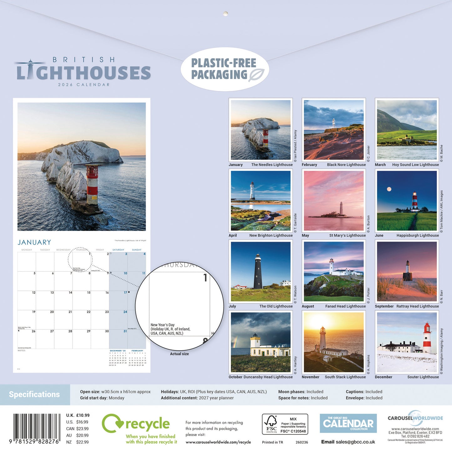 British Lighthouses Wall Calendar 2026