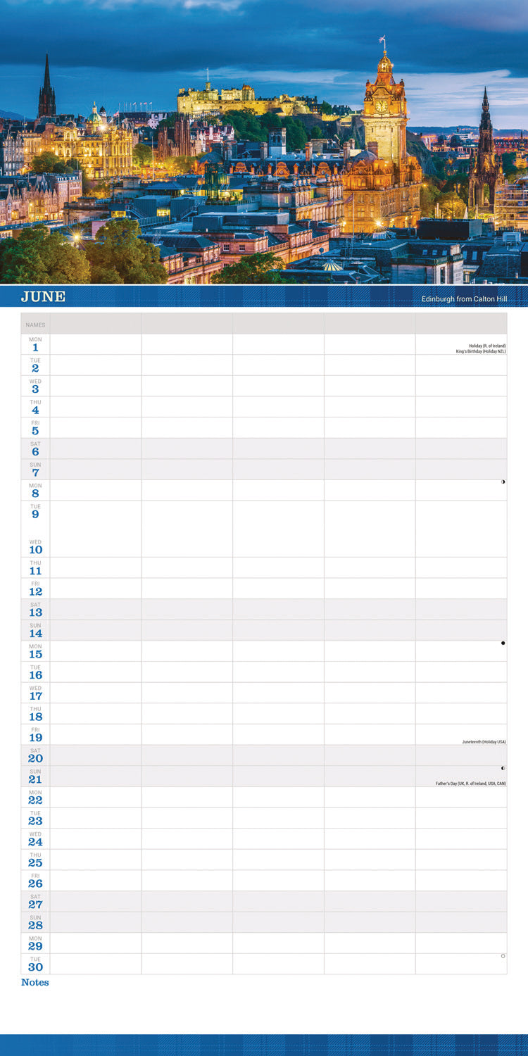 Scotland Family Organiser Planner Wall Calendar 2026