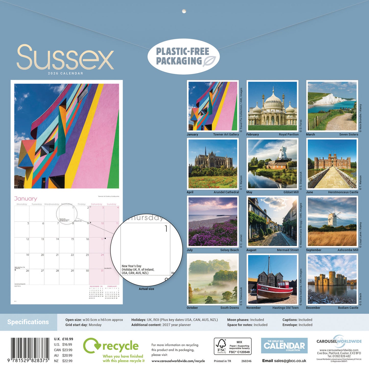 Sussex Wall Calendar 2026