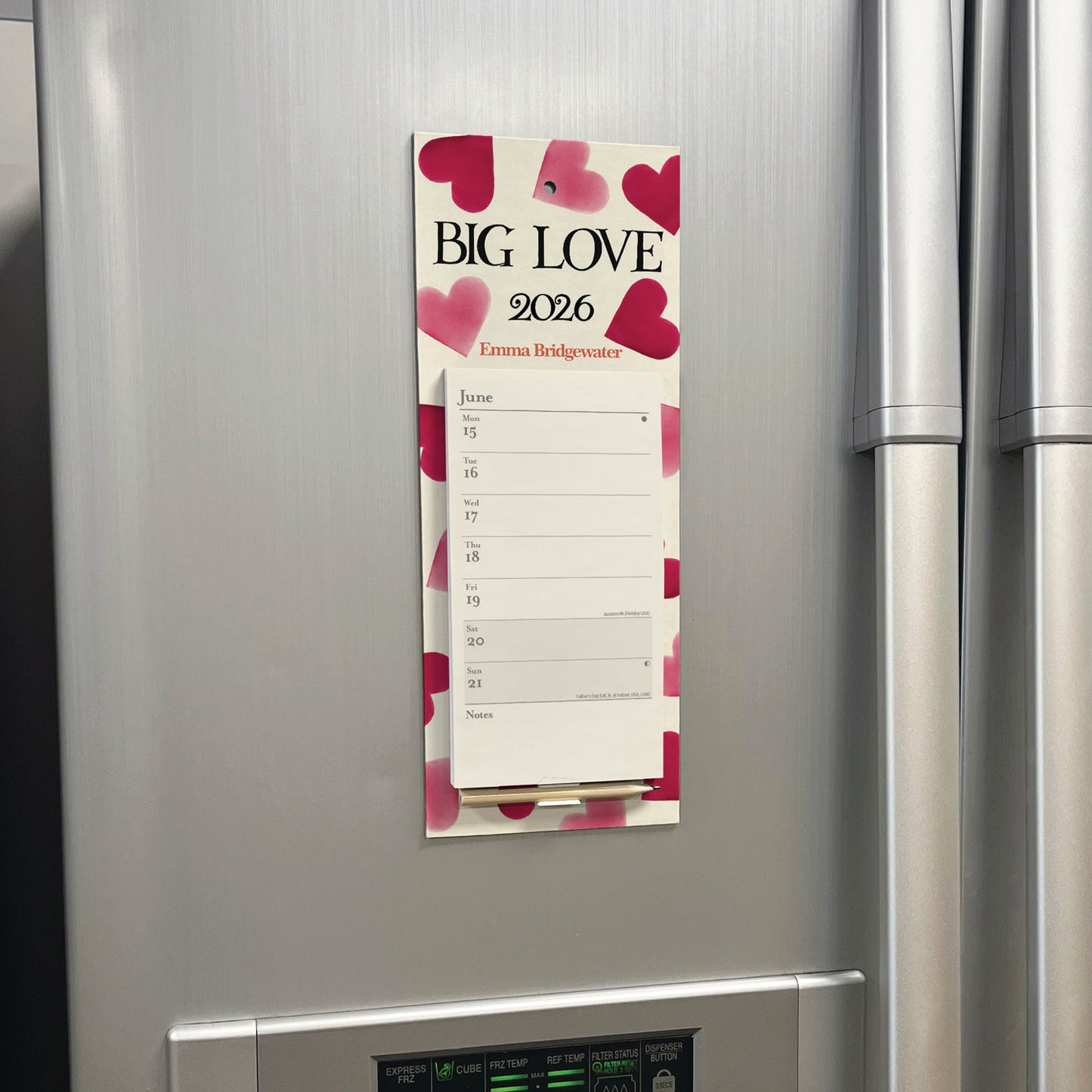 Emma Bridgewater Big Pink Hearts WTV Magnetic Calendar 2026