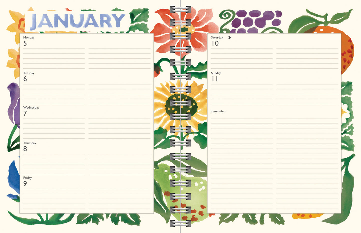 Emma Bridgewater Fruit and Flowers Tiles Dlx Wiro Diary 2026