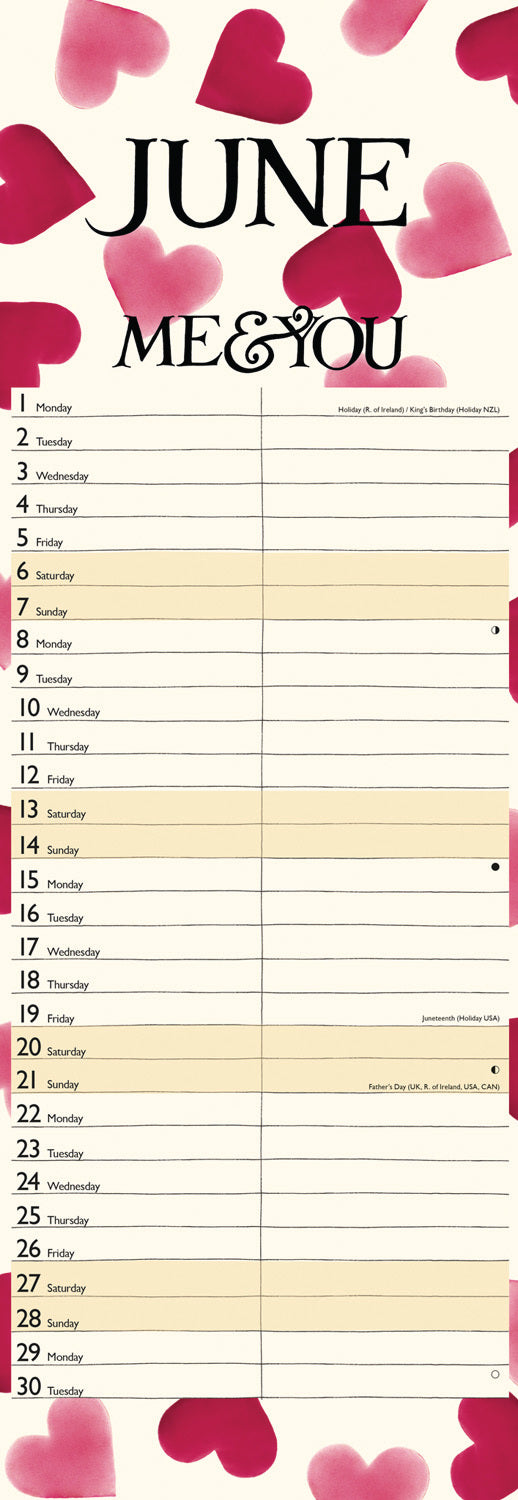 Emma Bridgewater, Me & You Blue Hearts Planner Slim Calendar 2026