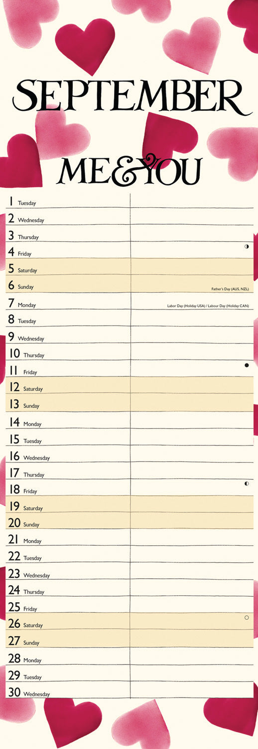 Emma Bridgewater, Me & You Blue Hearts Planner Slim Calendar 2026