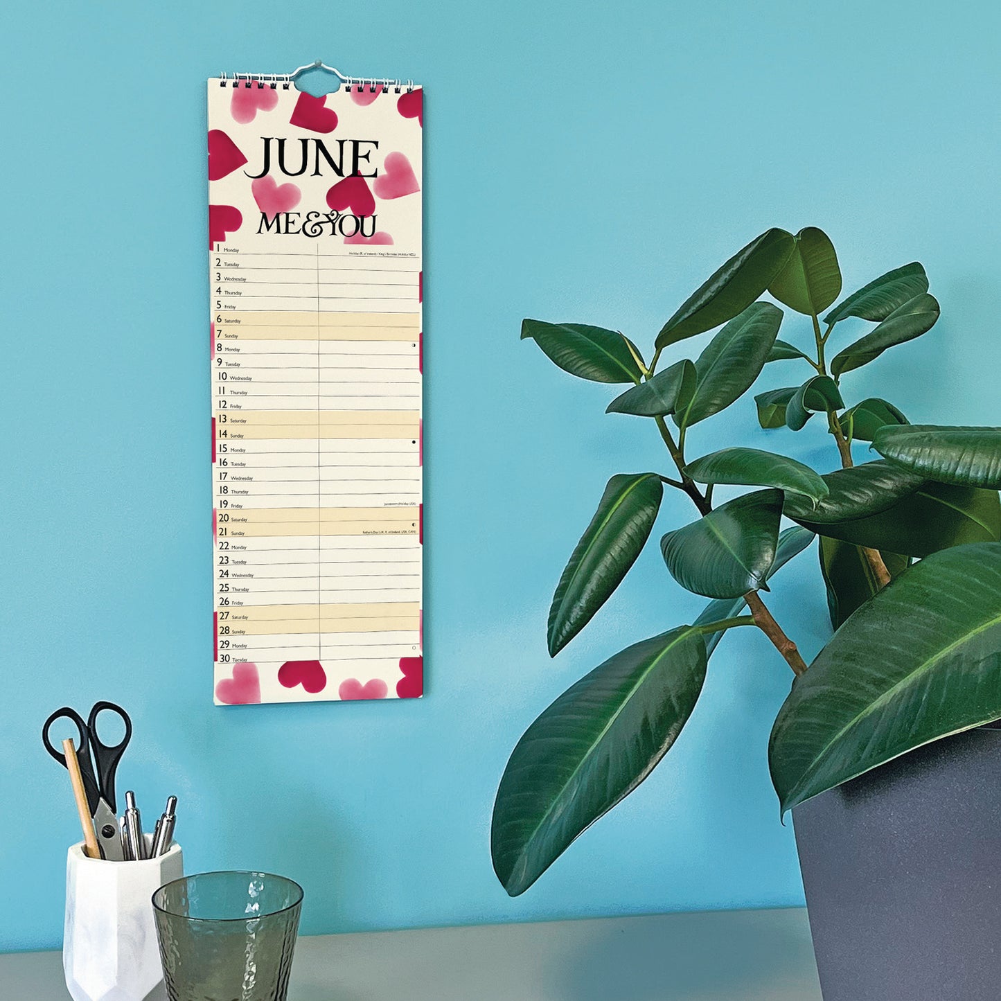 Emma Bridgewater, Me & You Blue Hearts Planner Slim Calendar 2026